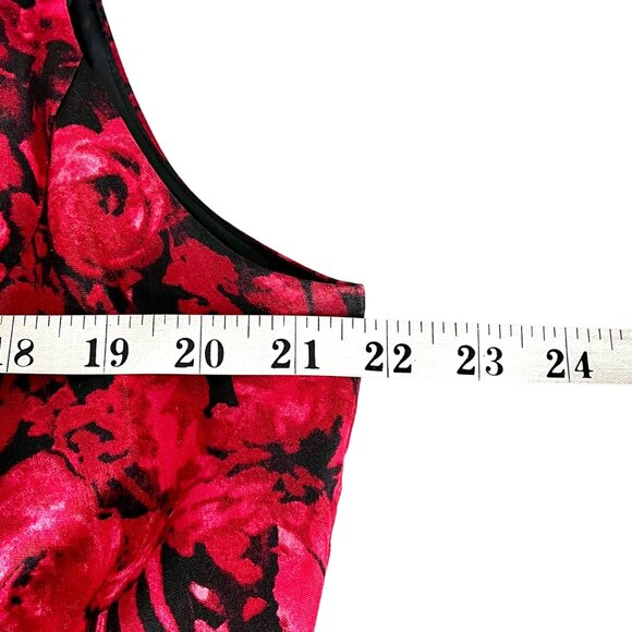 Dress Barn Floral Dress Lined Zipper Back A-Line Size 16 Black Red Gray EUC - Picture 10 of 12